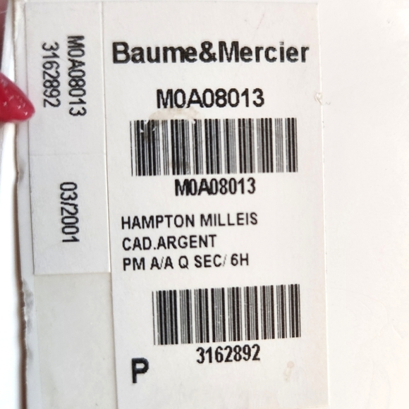 BAUME & MERCIER 2001 Hampton Milleis Cad Argent MOA08013 Timepiece Luxury Watch - Picture 11 of 16